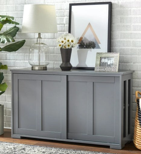 1 Jefferson Sliding Door Stackable Cabinet - Charcoal Grey Convenient Style to your Dining Area