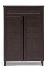 1 Glidden Dark Brown Wood Tall Modern Shoe Cabinet Concealed storage for your Footwear Collection