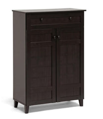 1 Glidden Dark Brown Wood Tall Modern Shoe Cabinet Concealed storage for your Footwear Collection