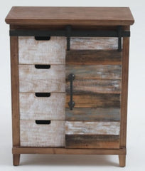 1 Rustic Sliding Door Wood Cabinet - 31.7" H x 24.8" W x 14.6" D