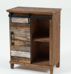 1 Rustic Sliding Door Wood Cabinet - 31.7" H x 24.8" W x 14.6" D