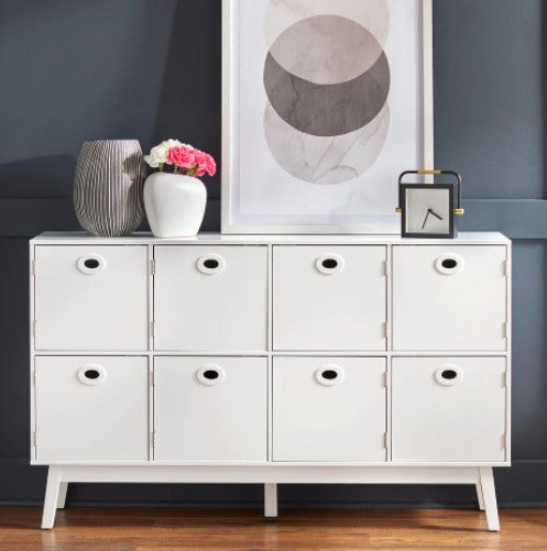 1 Extra Large Jamie Cabinet - White with Eight Compartments for Ample Storage