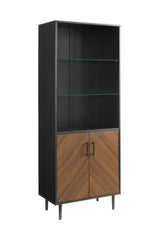 1 Modern Storage Cabinet in Black / Acorn Bookmatch Abundant space for dishes, linens, booksv