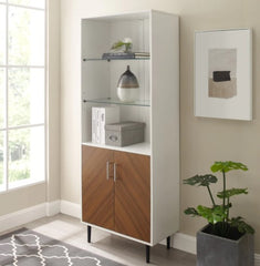 1 - Modern Storage Cabinet - White Acorn Bookmatch Show Stopping Element to your Home Organization