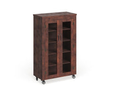 1 - Vintage Walnut Mobile Cabinet Industrial and transitional style Perfect for home