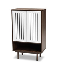 2 - Door Shoe Cabinet Mid-Century Modern Two-Tone a Chic entryway storage solution