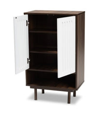 2 - Door Shoe Cabinet Mid-Century Modern Two-Tone a Chic entryway storage solution