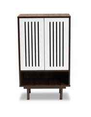 2 - Door Shoe Cabinet Mid-Century Modern Two-Tone a Chic entryway storage solution