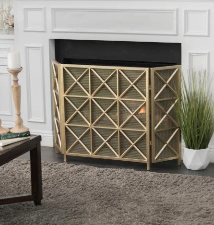 3 - Panel Fireplace Screen Perfect shield for your living space from sparks and soot