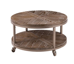 1 - Industrial Brown Wood Cocktail Table for centering style your living room or den