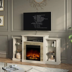 White Scribner TV Stand for TVs up to 65" with Fireplace Included