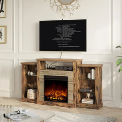Rustic Yellow Scribner TV Stand for TVs up to 65" with Fireplace Included