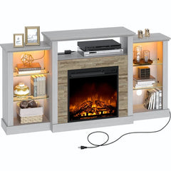 White Scribner TV Stand for TVs up to 65" with Fireplace Included