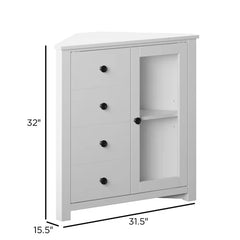 White Seaford 32'' Tall 1 - Door Corner Accent Cabinet