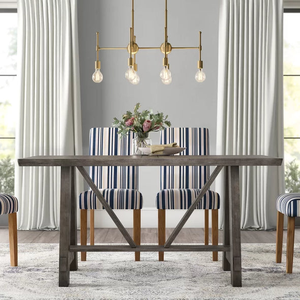 Sechelles 60'' Trestle Dining Table Made from a Blend of Solid and Manufactured Wood