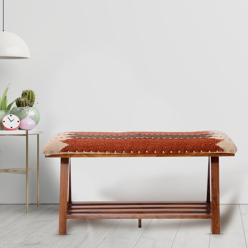 Seery Upholstered Storage Bench Hand Tufted Details