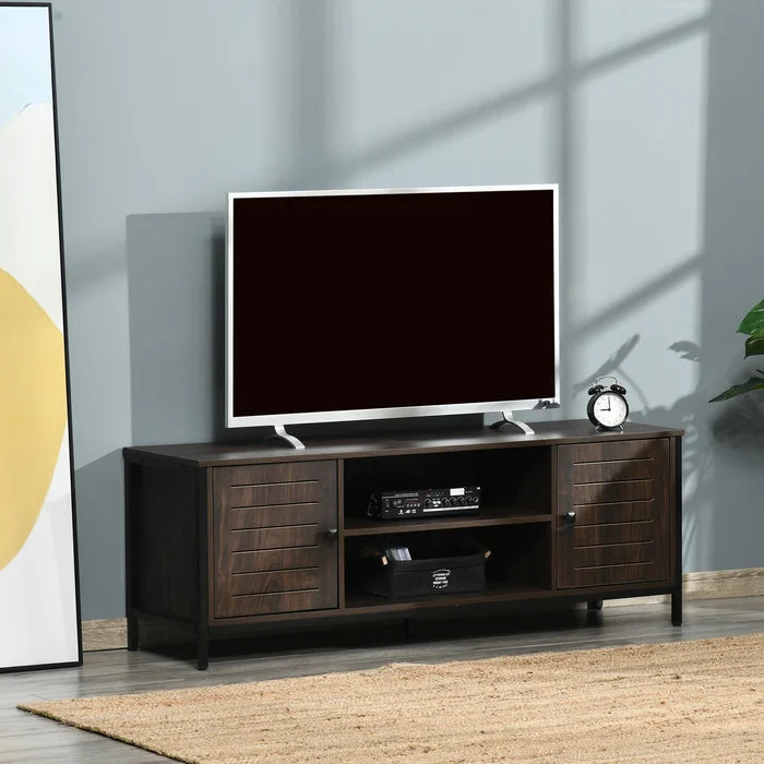 Seften Solid Wood TV Stand for TVs up to 60" Wood Grain Finish and a Metal Frame