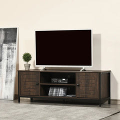 Seften Solid Wood TV Stand for TVs up to 60" Wood Grain Finish and a Metal Frame