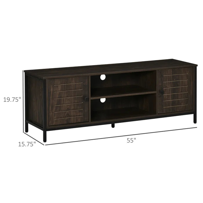 Seften Solid Wood TV Stand for TVs up to 60" Wood Grain Finish and a Metal Frame