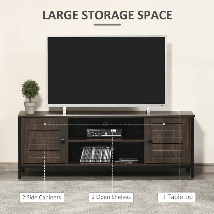 Seften Solid Wood TV Stand for TVs up to 60" Wood Grain Finish and a Metal Frame