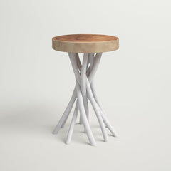 Selah 20'' Tall Solid Wood Pedestal End Table Circular Wood Slab Tabletop