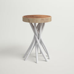 Selah 20'' Tall Solid Wood Pedestal End Table Circular Wood Slab Tabletop