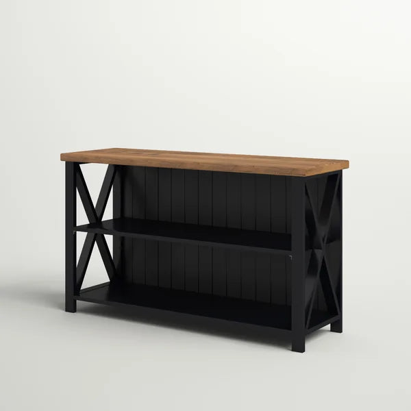 Black Solid Wood TV Stand for TVs up to 58" with Cable Management