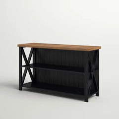 Black Solid Wood TV Stand for TVs up to 58" with Cable Management
