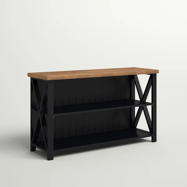 Black Solid Wood TV Stand for TVs up to 58" with Cable Management