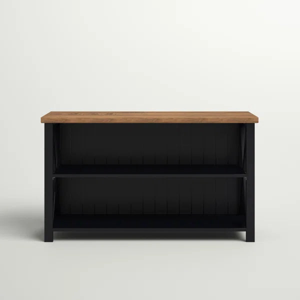 Black Solid Wood TV Stand for TVs up to 58" with Cable Management