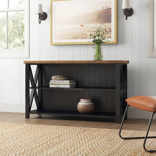 Black Solid Wood TV Stand for TVs up to 58" with Cable Management