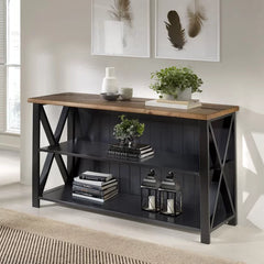 Black Solid Wood TV Stand for TVs up to 58" with Cable Management
