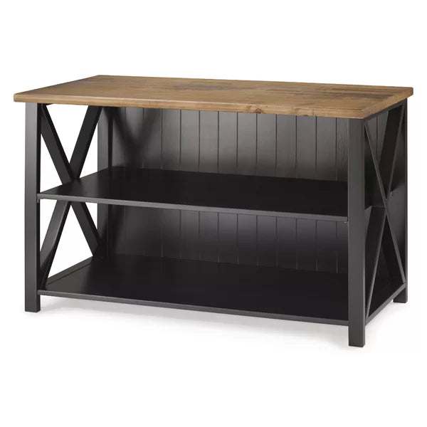 Black Solid Wood TV Stand for TVs up to 58" with Cable Management