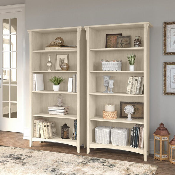 2 Set Antique White Senetta 62.95'' H x 31.72'' W Standard Bookcase
