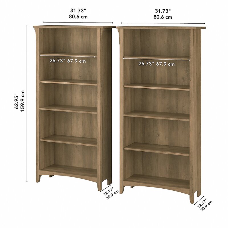 2 Set Reclaimed Pine Senetta 62.95'' H x 31.72'' W Standard Bookcase