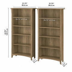 2 Set Reclaimed Pine Senetta 62.95'' H x 31.72'' W Standard Bookcase