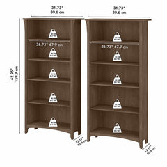 2 Set Ash Brown Senetta 62.95'' H x 31.72'' W Standard Bookcase