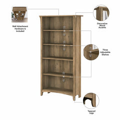 2 Set Reclaimed Pine Senetta 62.95'' H x 31.72'' W Standard Bookcase