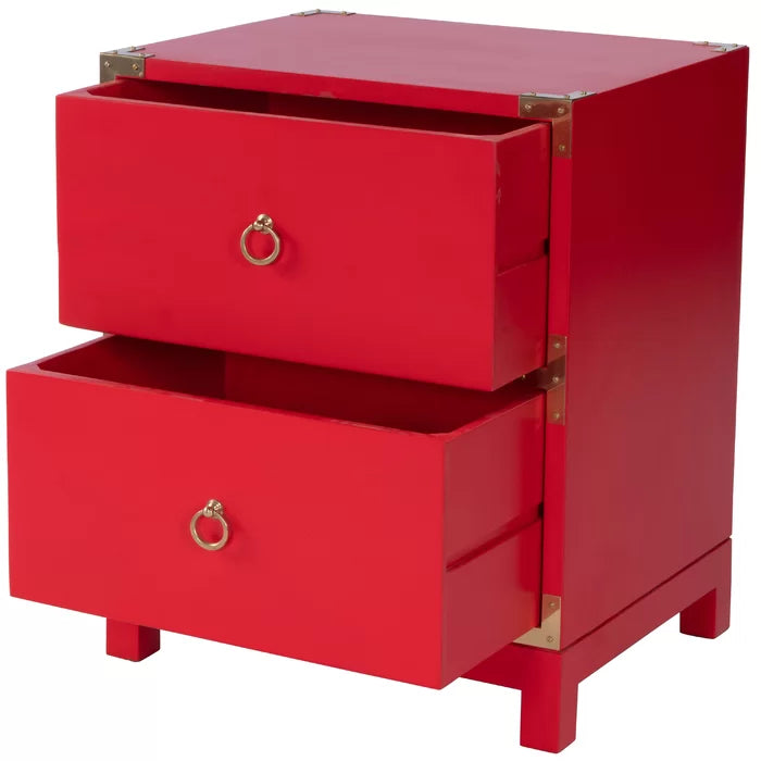 Senita 24'' Tall Sled 2 - Drawer End Table Solid Mango Wood