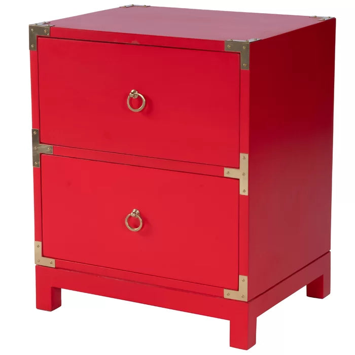 Senita 24'' Tall Sled 2 - Drawer End Table Solid Mango Wood