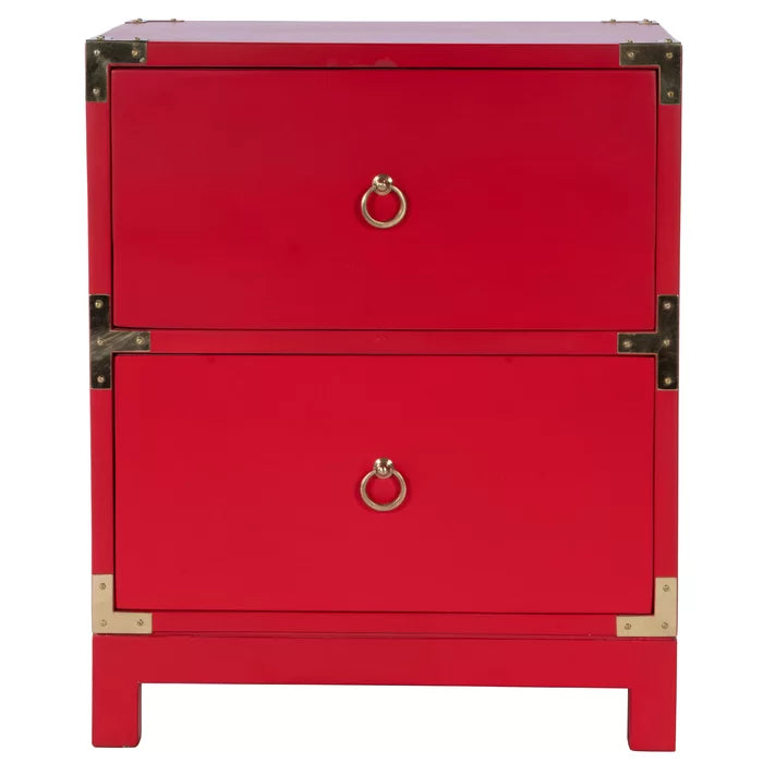 Senita 24'' Tall Sled 2 - Drawer End Table Solid Mango Wood