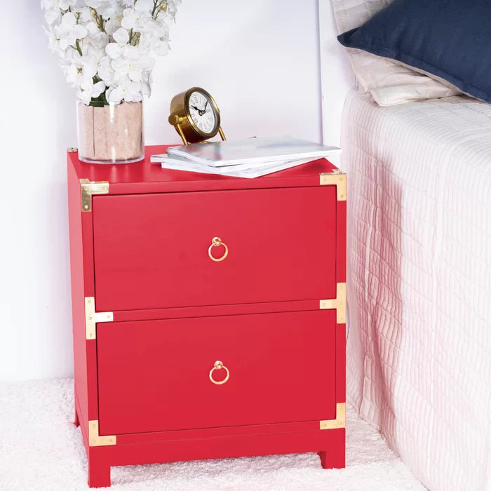 Senita 24'' Tall Sled 2 - Drawer End Table Solid Mango Wood