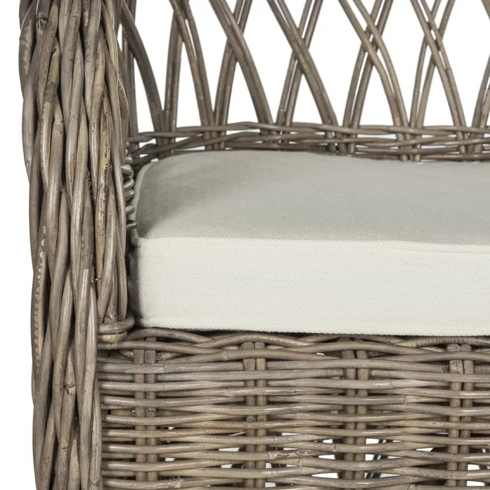 Natural Kubu 25.5'' Wide Cotton Armchair Removable Seat Cushion Adds Rustic Style