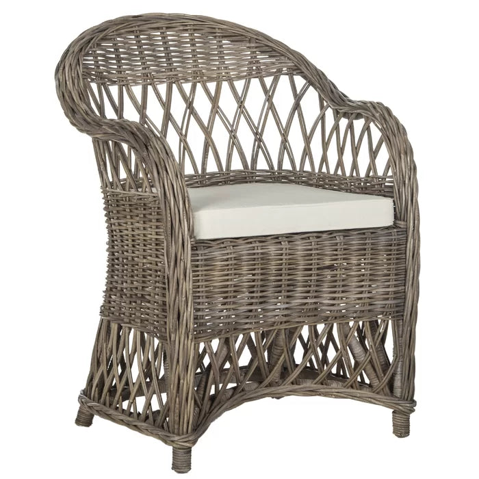 Natural Kubu 25.5'' Wide Cotton Armchair Removable Seat Cushion Adds Rustic Style