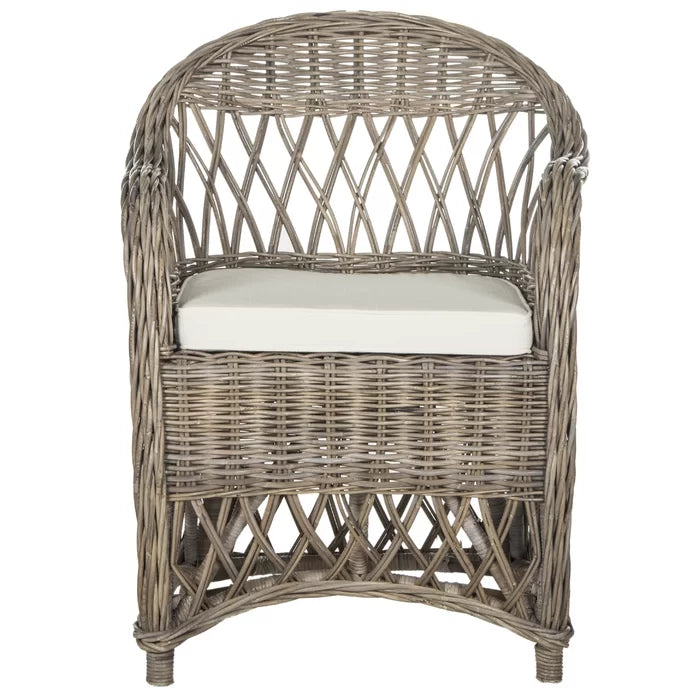 Natural Kubu 25.5'' Wide Cotton Armchair Removable Seat Cushion Adds Rustic Style