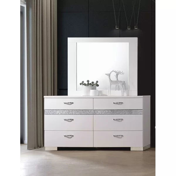 Sepviva 8 Drawer 63'' W Double Dresser with Mirror Eight-Drawer Dresser Offers Ample Storage Space