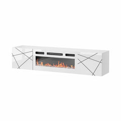 White Sermet TV Stand for TVs up to 70" with Fireplace Included