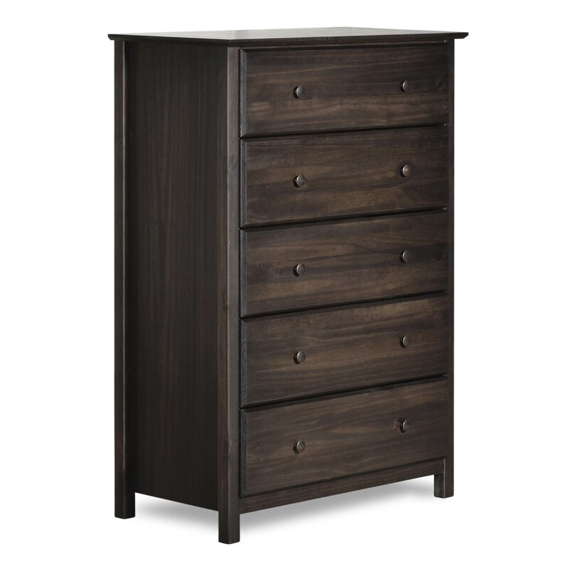 Shaker 5 Drawer 34.1'' W Solid Wood Chest Modernized Traditional Style