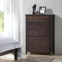 Shaker 5 Drawer 34.1'' W Solid Wood Chest Modernized Traditional Style
