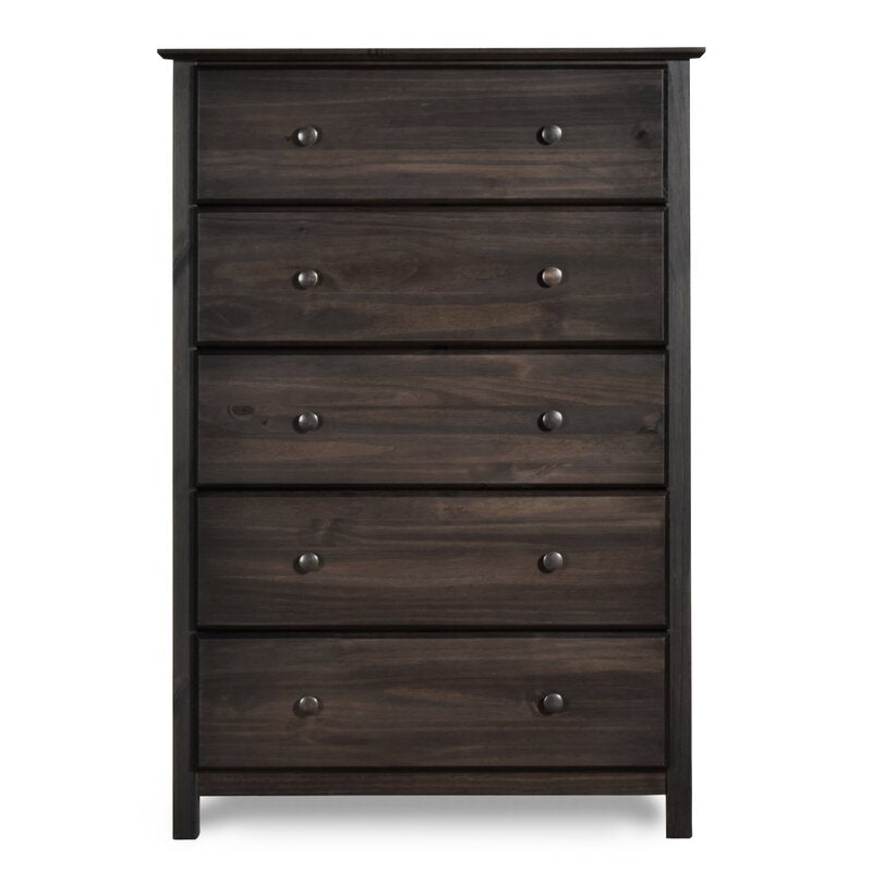 Shaker 5 Drawer 34.1'' W Solid Wood Chest Modernized Traditional Style